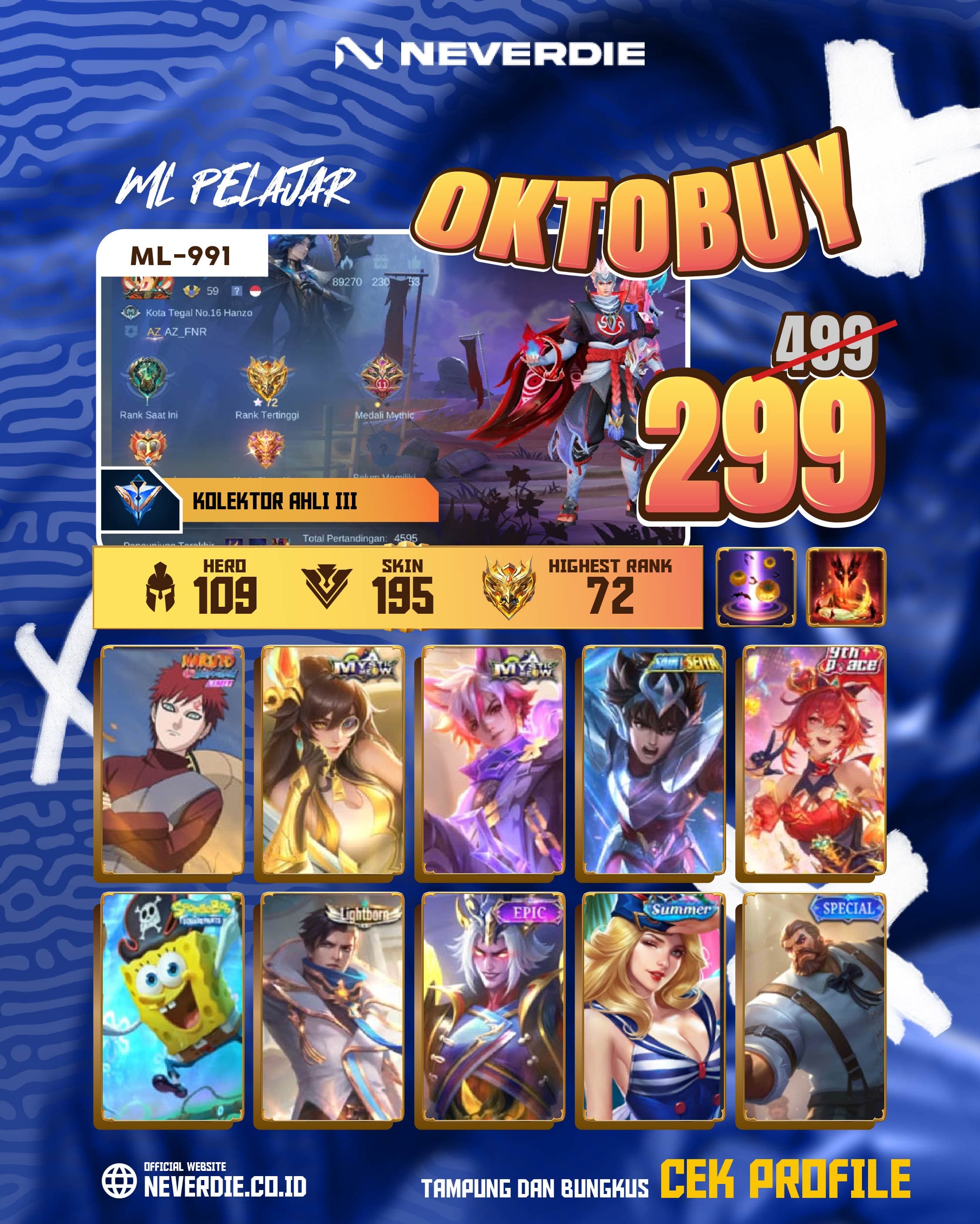 Akun game ML-991 I BADANG SAIMT SEYYA VALE GARA