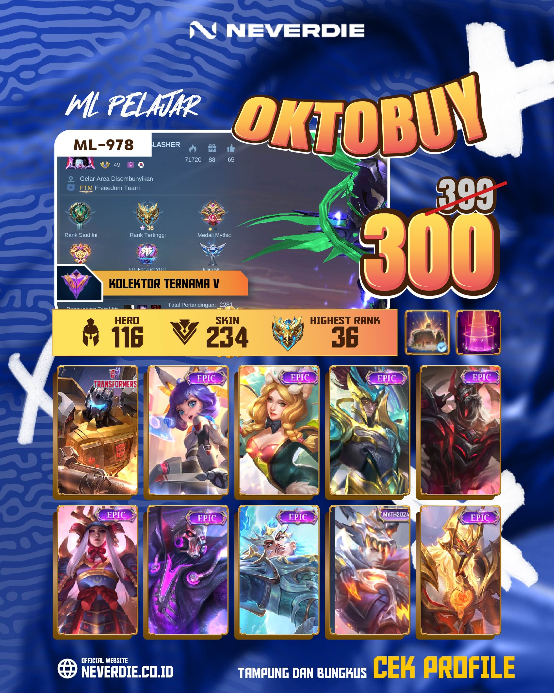 Akun game ML-978 I NANA EPIC ROGER TRANSFORMER