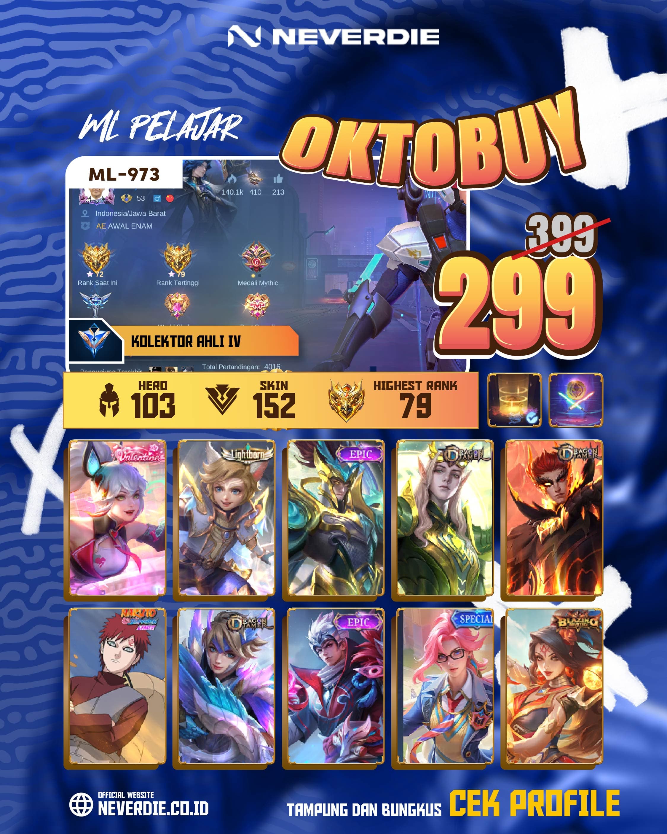Akun game ML-973 I FANNY VALENTINES HARITH LIGBORN