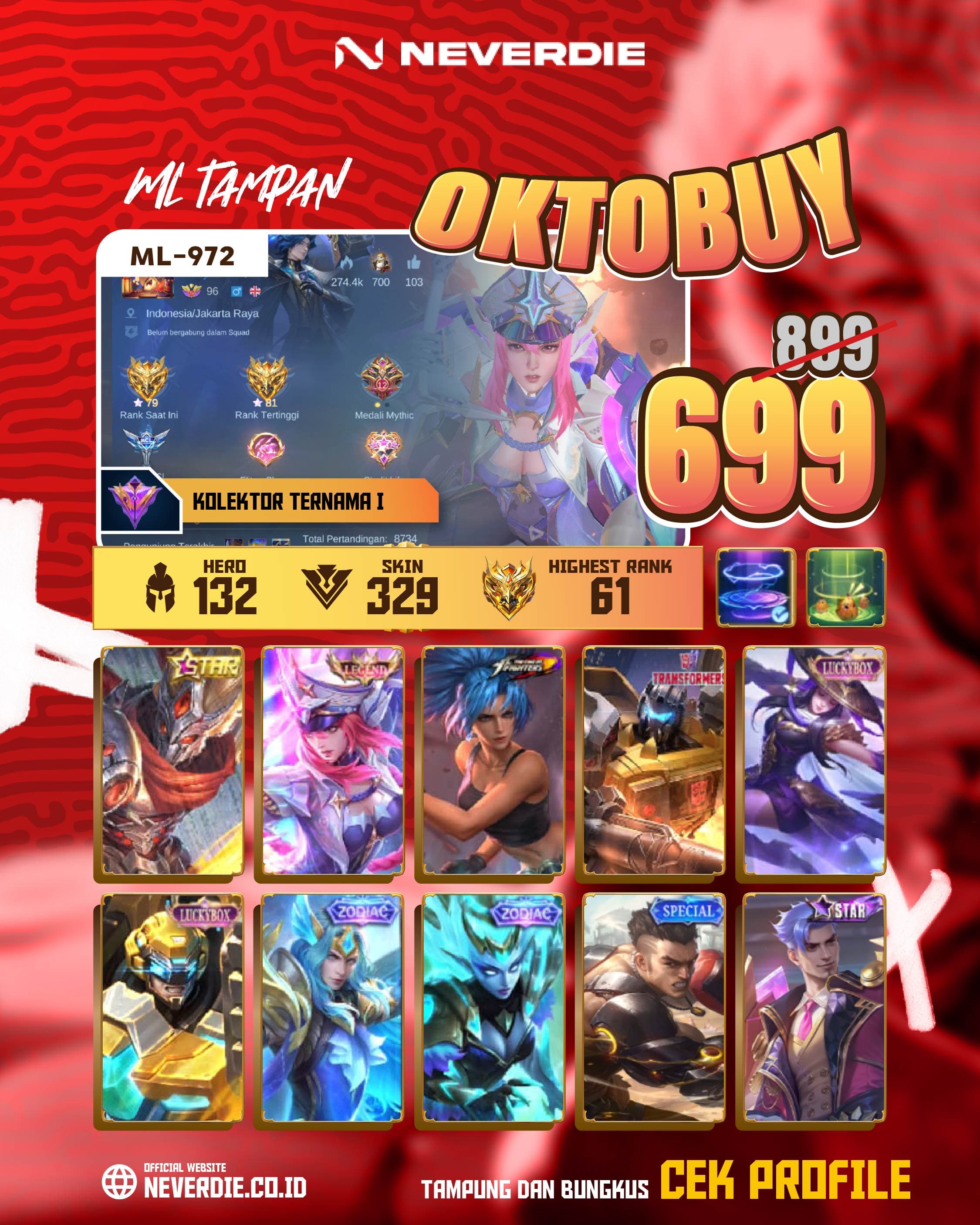 Akun game ML-972 I FREYA LEGEND FANNY LUCKYBOCK